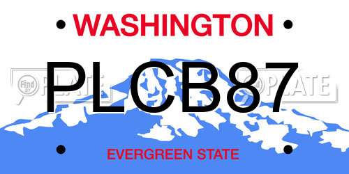 PLCB87 Washington License Plate