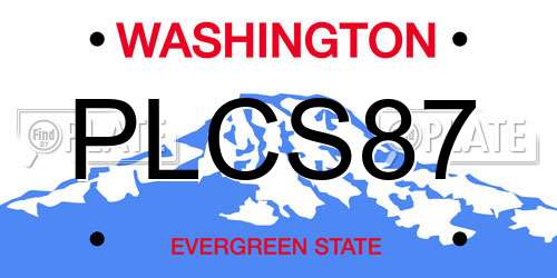 PLCS87 Washington License Plate