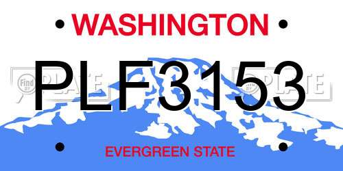 PLF3153 Washington License Plate