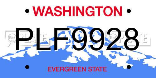 PLF9928 Washington License Plate