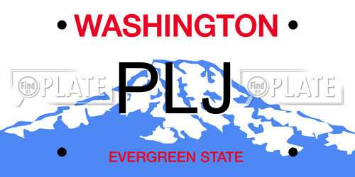 PLJ Washington License Plate
