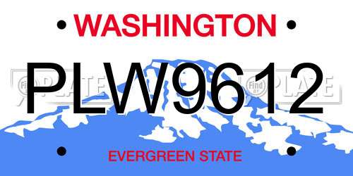 PLW9612 Washington License Plate