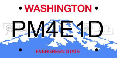 PM4E1D Washington License Plate