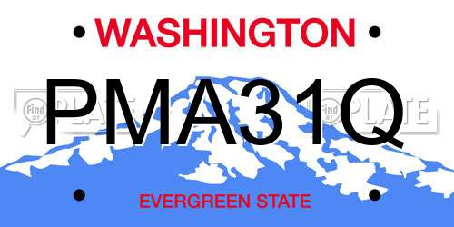 PMA31Q Washington License Plate