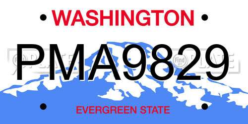 PMA9829 Washington License Plate