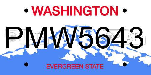 PMW5643 Washington License Plate