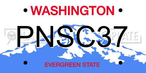 PNSC37 Washington License Plate