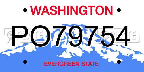PO79754 Washington License Plate