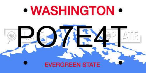 PO7E4T Washington License Plate