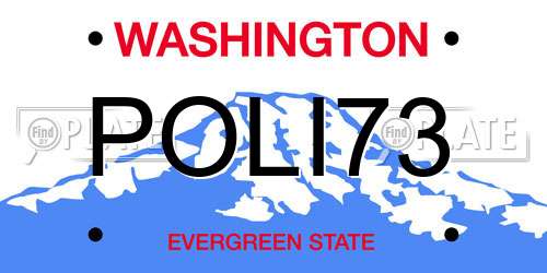 POLI73 Washington License Plate