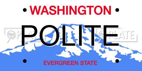 POLITE Washington License Plate