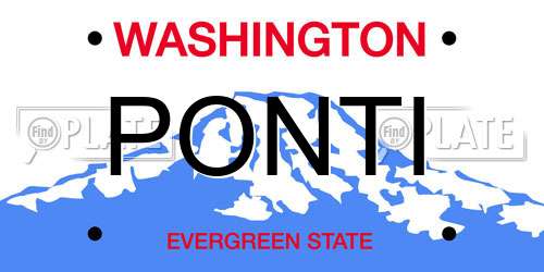 PONTI Washington License Plate
