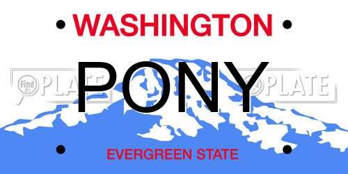PONY Washington License Plate
