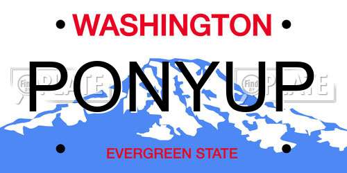 PONYUP Washington License Plate