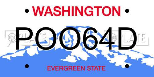 POO64D Washington License Plate