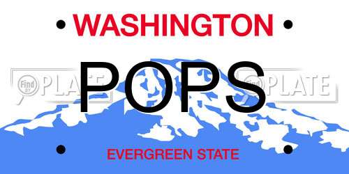 POPS Washington License Plate