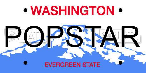 POPSTAR Washington License Plate