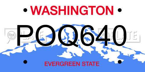 POQ640 Washington License Plate