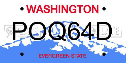 POQ64D Washington License Plate