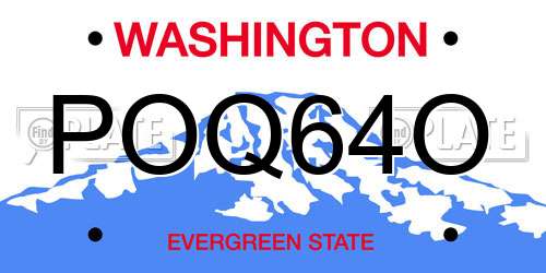 POQ64O Washington License Plate