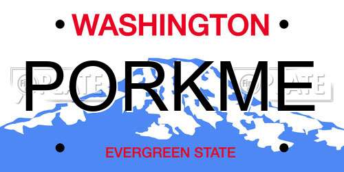 PORKME Washington License Plate