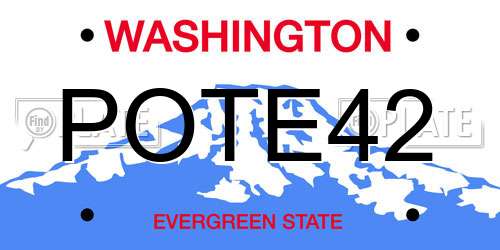 POTE42 Washington License Plate