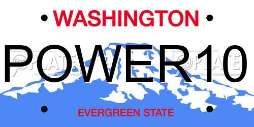 POWER10 Washington License Plate