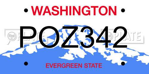 POZ342 Washington License Plate