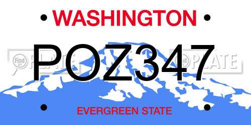 POZ347 Washington License Plate