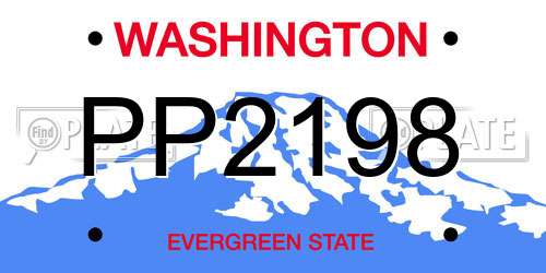 PP2198 Washington License Plate