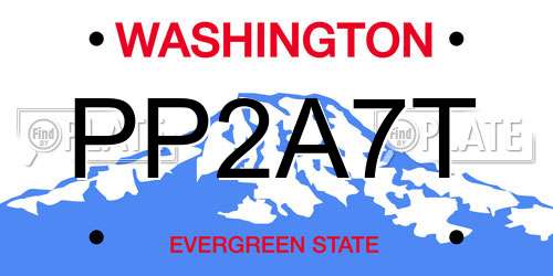 PP2A7T Washington License Plate