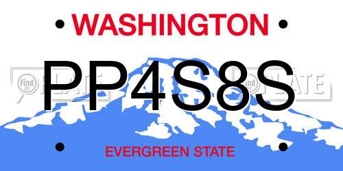 PP4S8S Washington License Plate