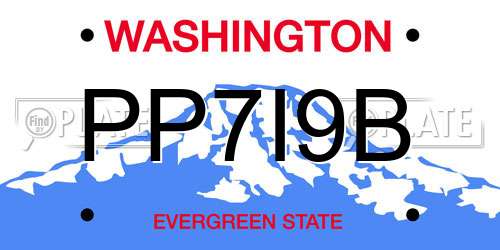 PP7I9B Washington License Plate