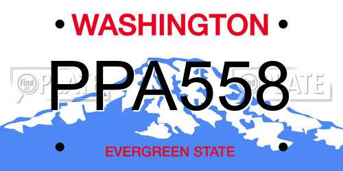 PPA558 Washington License Plate