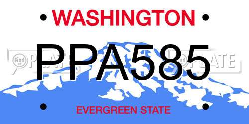 PPA585 Washington License Plate