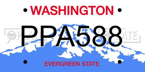 PPA588 Washington License Plate