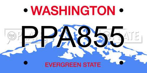 PPA855 Washington License Plate