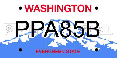 PPA85B Washington License Plate