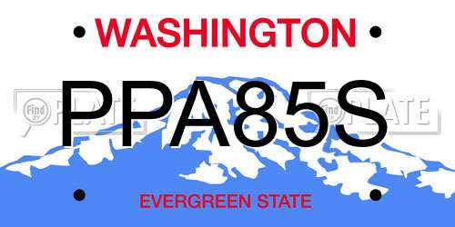 PPA85S Washington License Plate