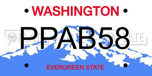 PPAB58 Washington License Plate