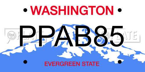 PPAB85 Washington License Plate
