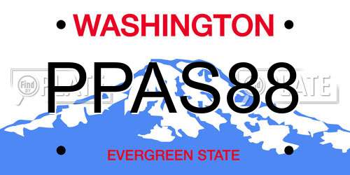 PPAS88 Washington License Plate