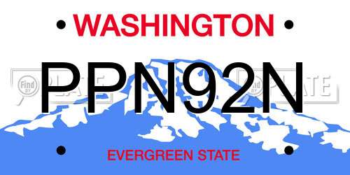 PPN92N Washington License Plate