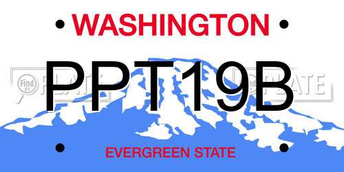 PPT19B Washington License Plate