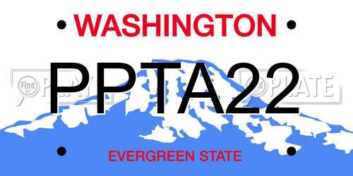 PPTA22 Washington License Plate