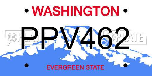 PPV462 Washington License Plate