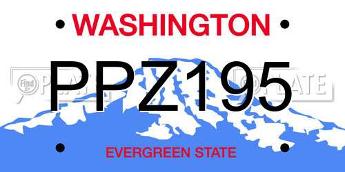 PPZ195 Washington License Plate