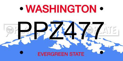 PPZ477 Washington License Plate