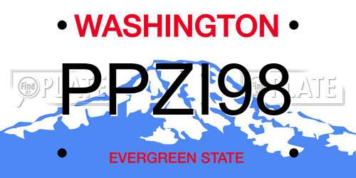 PPZI98 Washington License Plate