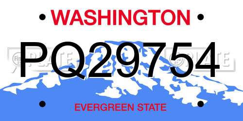 PQ29754 Washington License Plate